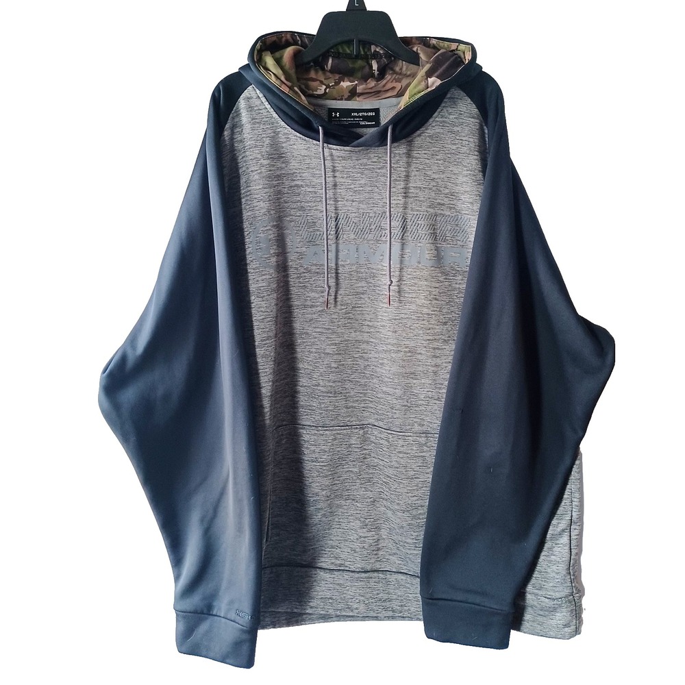 Under Armour ColdGear Storm Hoodie Mens XXL Grey Black Camo Lining Loose Fit